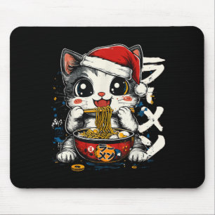 Alfombrilla De Ratón Dibujos divertidos de Navidad Santa Gato Ramen Jap