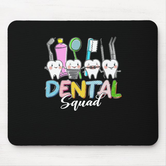 Alfombrilla De Ratón Dientes divertidos Dental Squad Dentista Feliz Día (Frente)