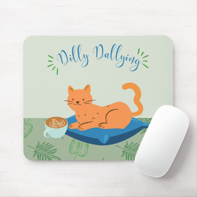 Alfombrilla De Ratón Dilly Dallying Naranja Cat (Con ratón)