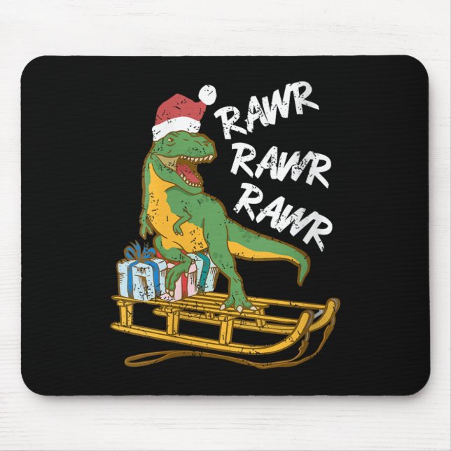 Alfombrilla De Ratón Dino Sleigh Navidades divertidas de Rawr Rawr Rawr (Frente)