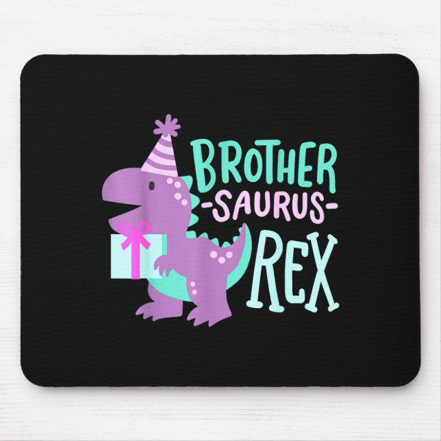Alfombrilla De Ratón Dinosaur Birthday Brother Saurus T Rex Family Matc (Frente)