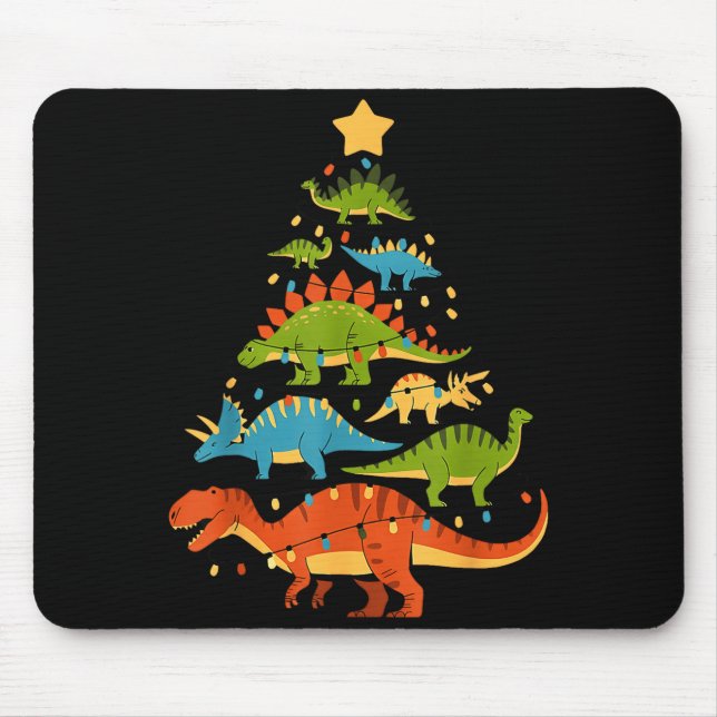 Alfombrilla De Ratón Dinosaur Christmas Tree Dino Trex Dinosaur Lover C (Frente)