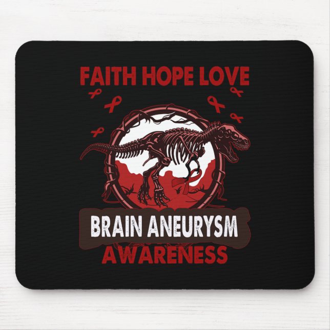 Alfombrilla De Ratón Dinosaur Faith Hope Love BRAIN ANEURYSM Conciencia (Frente)