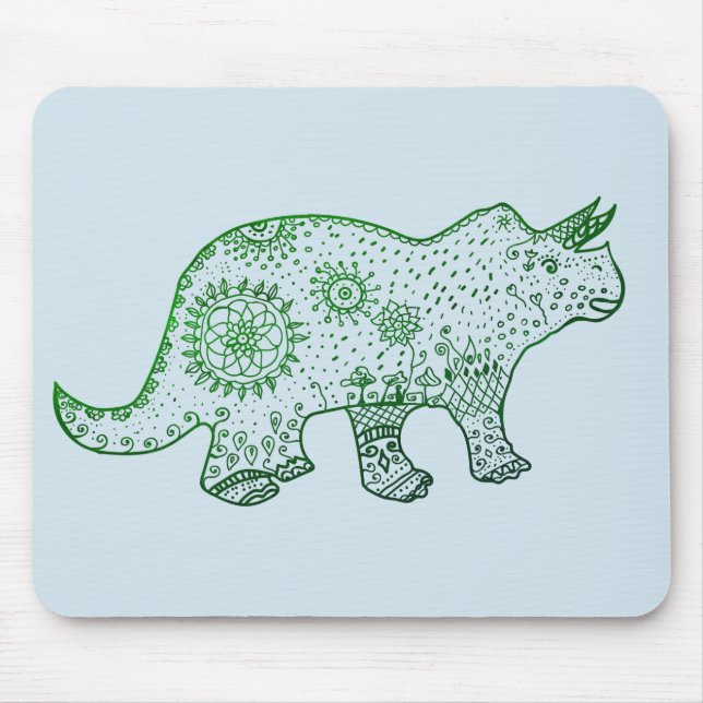 Alfombrilla De Ratón Dinosaur Mandala Triceratops Art Mousepad (Frente)