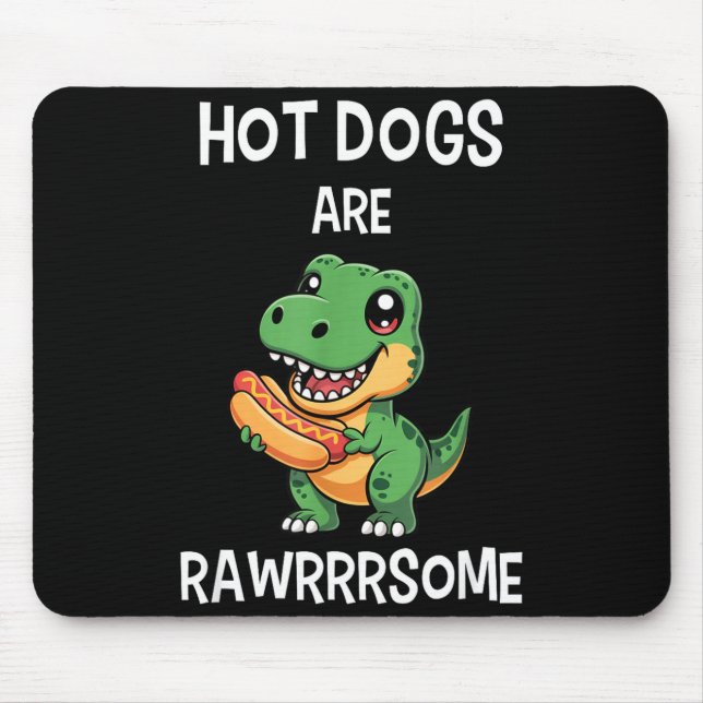 Alfombrilla De Ratón Dinosaur T Rex Hot Dog Shirt Funny Hot Dogs Are Ra (Frente)