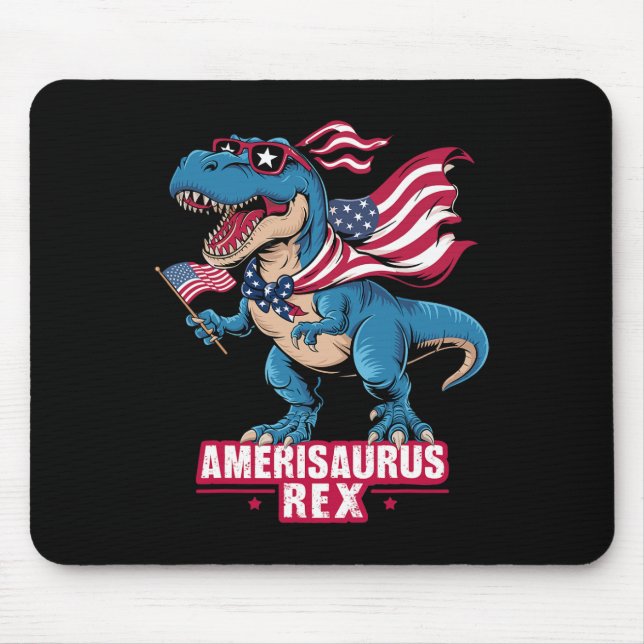 Alfombrilla De Ratón Dinosaurio 4 De Julio Hombres Mujeres Chicas Ameri (Frente)