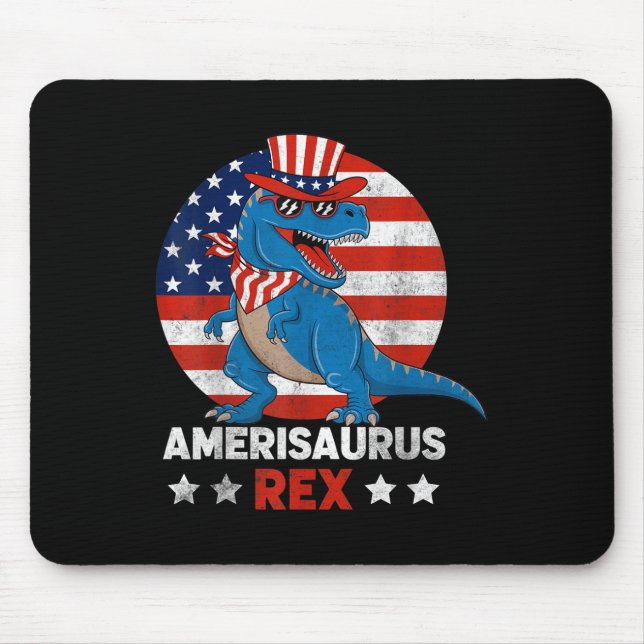 Alfombrilla De Ratón Dinosaurio 4 De Julio Hombres Mujeres Chicas Ameri (Frente)