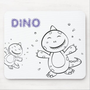 Alfombrilla De Ratón Dinosaurio - Animal de arte esbozado en blanco y n