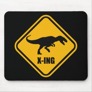 Alfombrilla De Ratón Dinosaurio cruzando la calle Rótulo T Rex