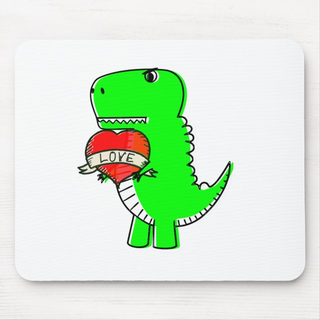 Alfombrilla De Ratón Dinosaurio Día de San Valentín lindo (Frente)