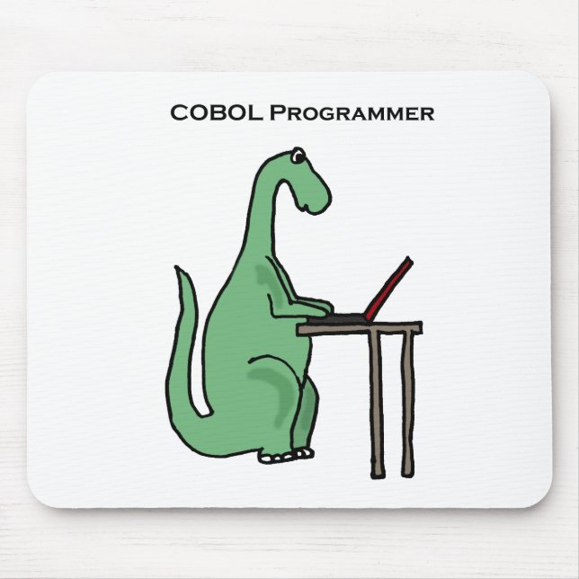 Alfombrilla De Ratón Dinosaurio divertido del programador de COBOL (Frente)