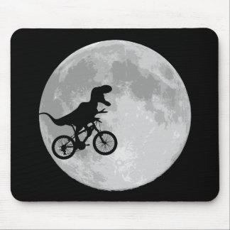 Alfombrilla De Ratón Dinosaurio en bicicleta en cielo con luna