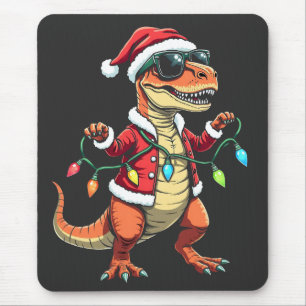 Alfombrilla De Ratón Dinosaurio envuelto con Navidades ilumina Santa Ha