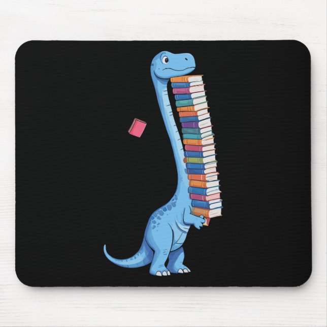 Alfombrilla De Ratón Dinosaurio que lleva un libro leyendo Dino  (Frente)
