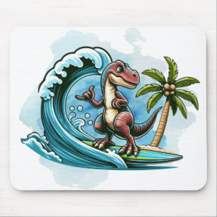 Alfombrilla De Ratón Dinosaurio tropical de surf