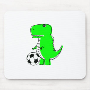 Alfombrilla De Ratón Dinosaurio Verde ama el fútbol