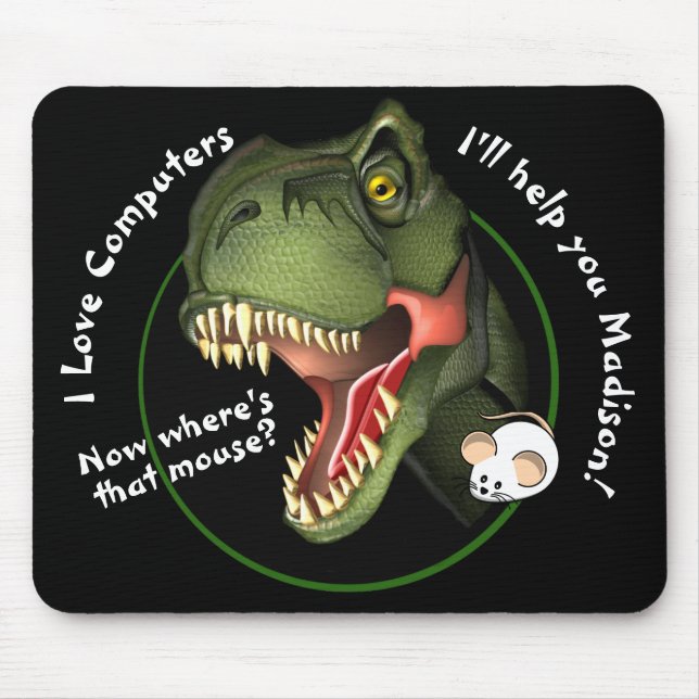 Alfombrilla De Ratón Dinosaurio y ratón T-Rex personalizado (Frente)