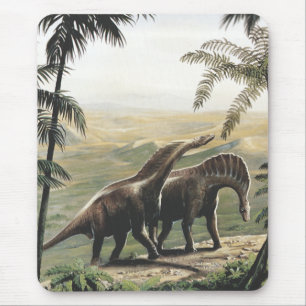 Alfombrilla De Ratón Dinosaurios vintage, Amargasaurus con Palmeras