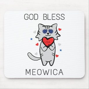Alfombrilla De Ratón Dios bendiga a Meowica Funny Patriotic America Cat