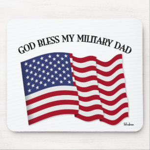 Alfombrilla De Ratón DIOS BENDIGA A MI PADRE MILITAR con bandera de EE.