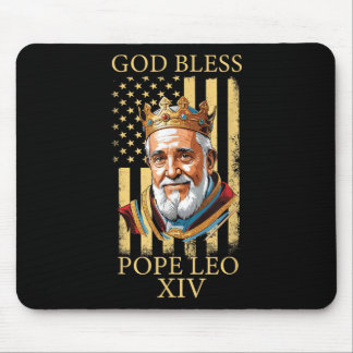Alfombrilla De Ratón Dios bendiga al Papa León Xiv, Bandera Americana 2