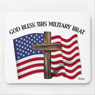Alfombrilla De Ratón DIOS BENDIGA ESTA cruz escarpada MILITAR, bandera