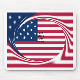 Alfombrilla De Ratón Dios bendiga nuestro hogar: Arte Swirl Bandera de
