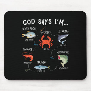 Alfombrilla De Ratón Dios dice que estoy pescando versos de la Biblia d