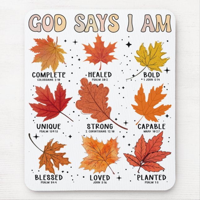 Alfombrilla De Ratón Dios dice que soy otoño cosecha Acción de Gracias  (Frente)