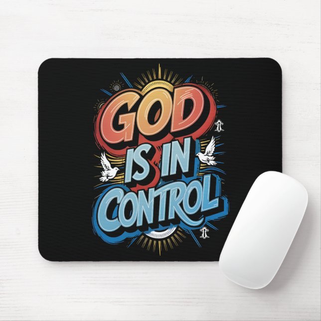 Alfombrilla De Ratón Dios está en control de Mousepad cristiano (Con ratón)