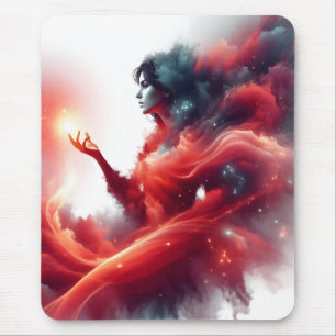 Alfombrilla De Ratón Diosa Celestial Cósmica Galaxia de Nube Roja Abstr