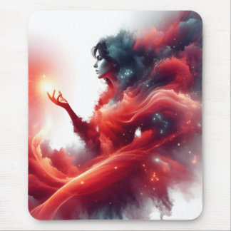 Alfombrilla De Ratón Diosa Celestial Cósmica Galaxia de Nube Roja Abstr