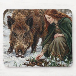 Alfombrilla De Ratón Diosa celta y jabalí salvaje