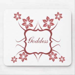 Alfombrilla De Ratón Diosa Floral Mousepad, rojo ladrillo