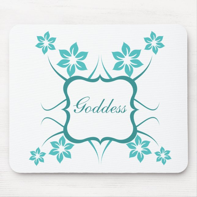 Alfombrilla De Ratón Diosa Floral Mousepad, Turquesa (Frente)
