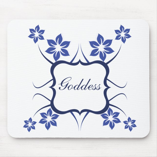 Alfombrilla De Ratón Diosa Mousepad floral, azul vibrante (Frente)