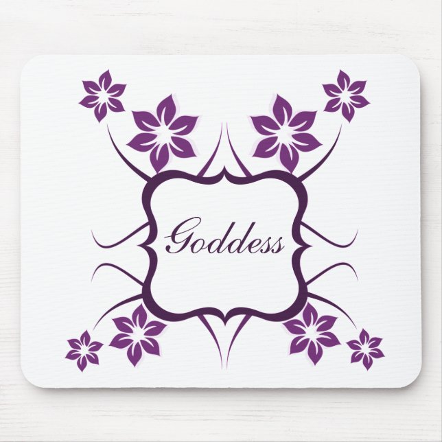 Alfombrilla De Ratón Diosa Mousepad floral, morado oscuro (Frente)