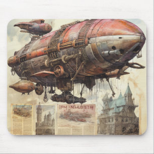 Alfombrilla De Ratón Dirigible de cobre y latón antiguo Zeppelin
