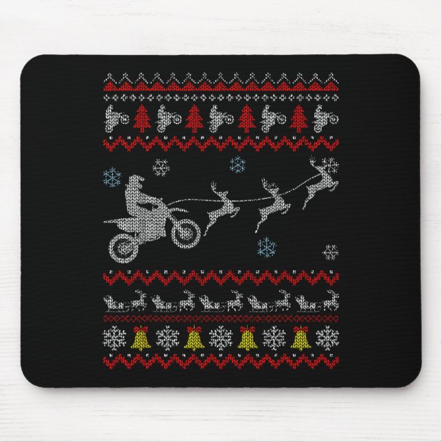 Alfombrilla De Ratón Dirt Bike Motorcycle Pajama Ugly Christmas Biker  (Frente)