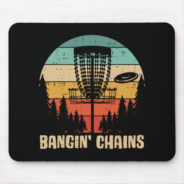 Alfombrilla De Ratón Disc Golf Bangin Chains Retro Frisbee Golfer Frolf (Frente)