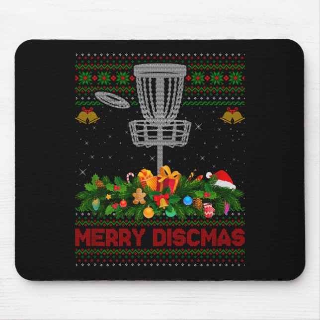 Alfombrilla De Ratón Disc Golf Christmas Pajamas Ugly Xmas Sweaters Mer (Frente)