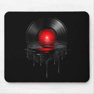 Alfombrilla De Ratón Disco de vinilo derretido Atardecer vintage goteo