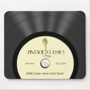 Alfombrilla De Ratón Disco de vinilo personalizado del micrófono del