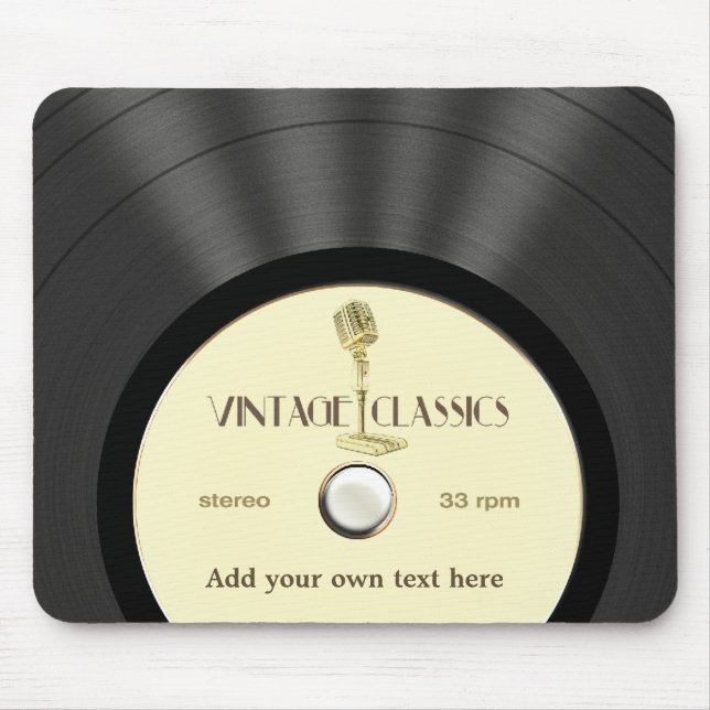 Alfombrilla De Ratón Disco de vinilo personalizado del micrófono del (Frente)