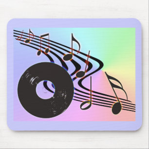 Alfombrilla De Ratón Disco de vinilo y notas Mousepad