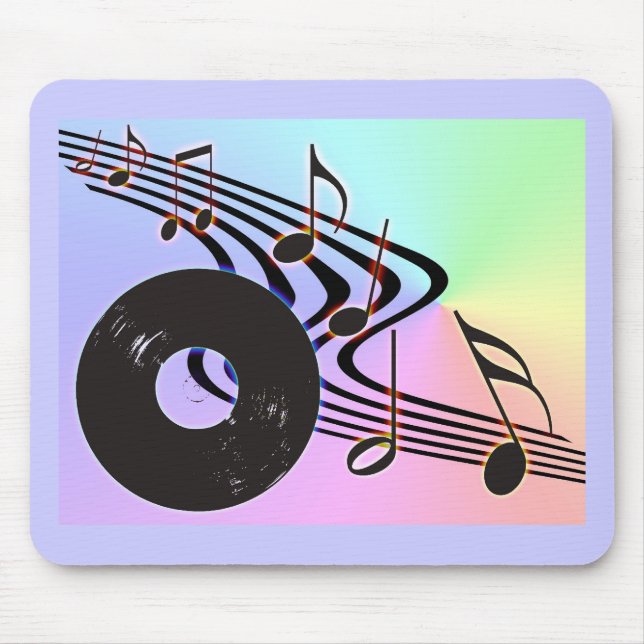Alfombrilla De Ratón Disco de vinilo y notas Mousepad (Frente)