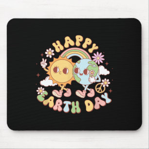 Alfombrilla De Ratón Disco Groovy Happy Earth Day Peace Sun and Earth