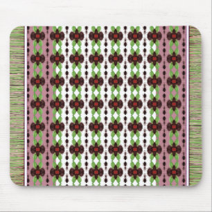 Alfombrilla De Ratón Diseñador de flores blancas y verdes de color negr
