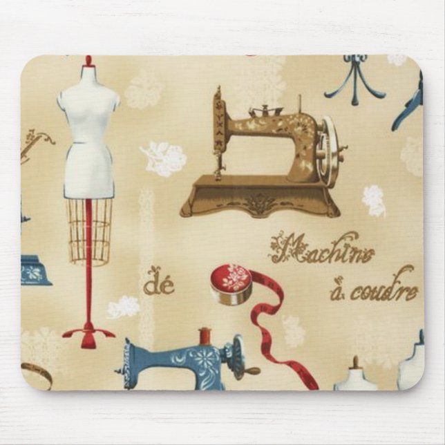 Alfombrilla De Ratón Diseño antiguo Mousepad de la costurera del (Frente)