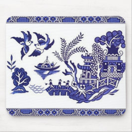 Alfombrilla De Ratón Diseño azul de China del sauce